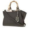 Fendi  2 Jours small model  shoulder bag  in grey leather  and beige python - 00pp thumbnail