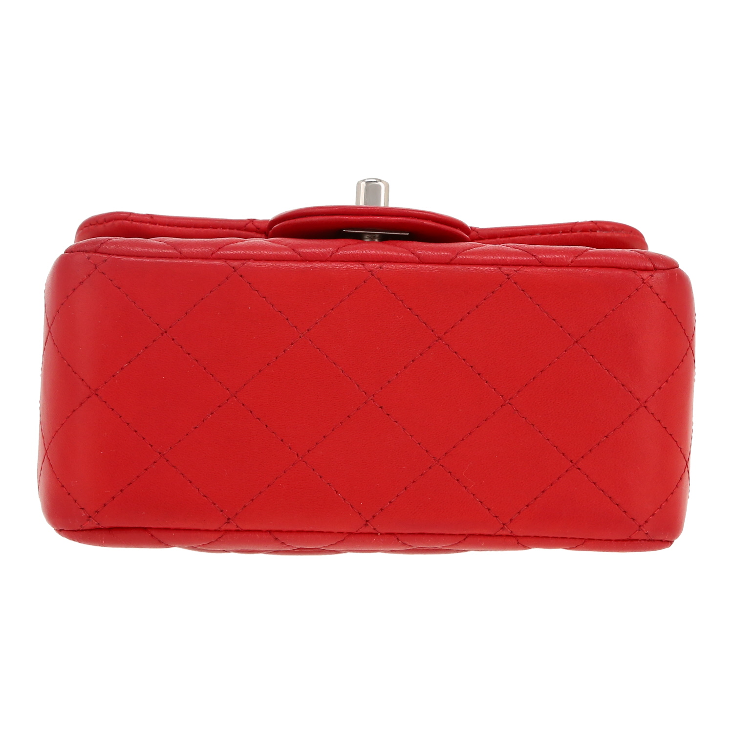 Borsa a tracolla Chanel  Mini Carré in pelle trapuntata rossa - Detail D1