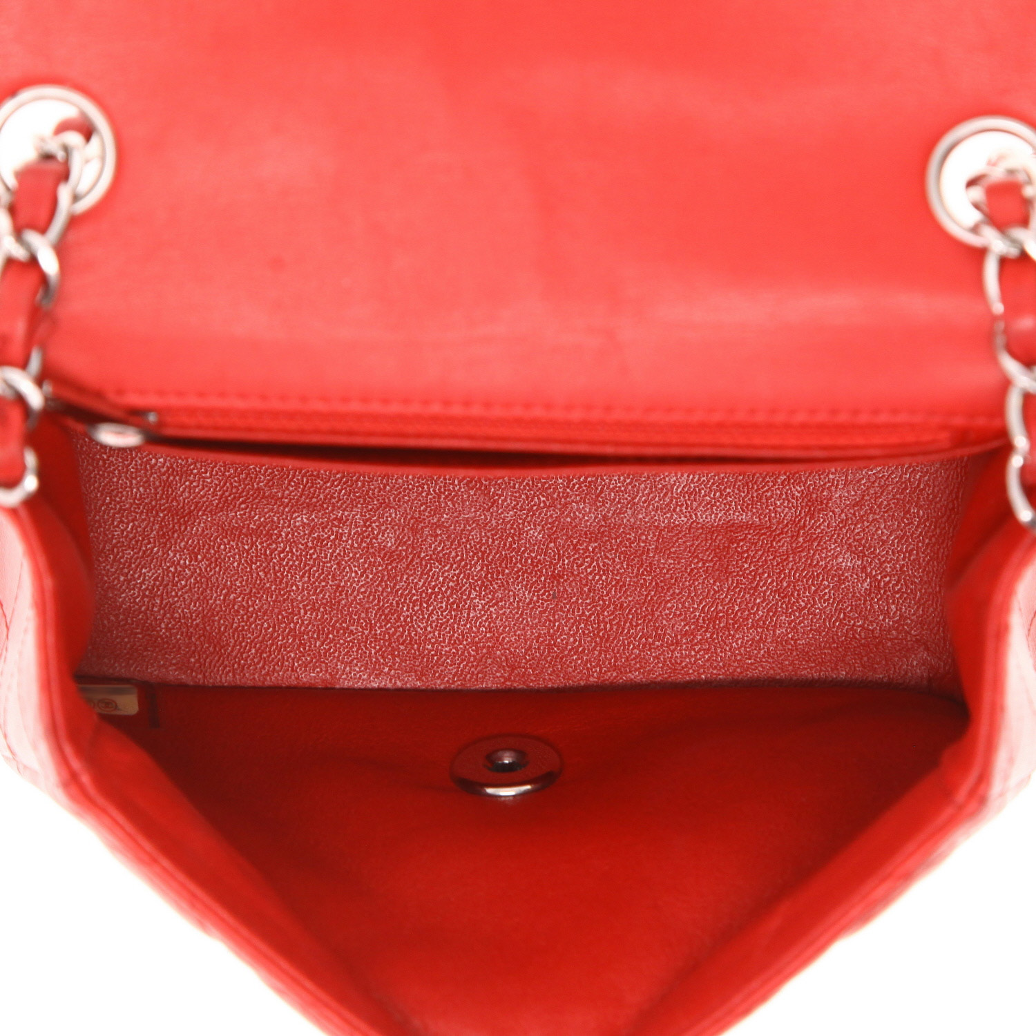 Sac bandoulière Chanel  Mini Carré en cuir matelassé rouge - Detail D3