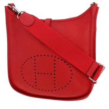 Sac bandoulière Hermès  Evelyne 29 cm en cuir togo rouge