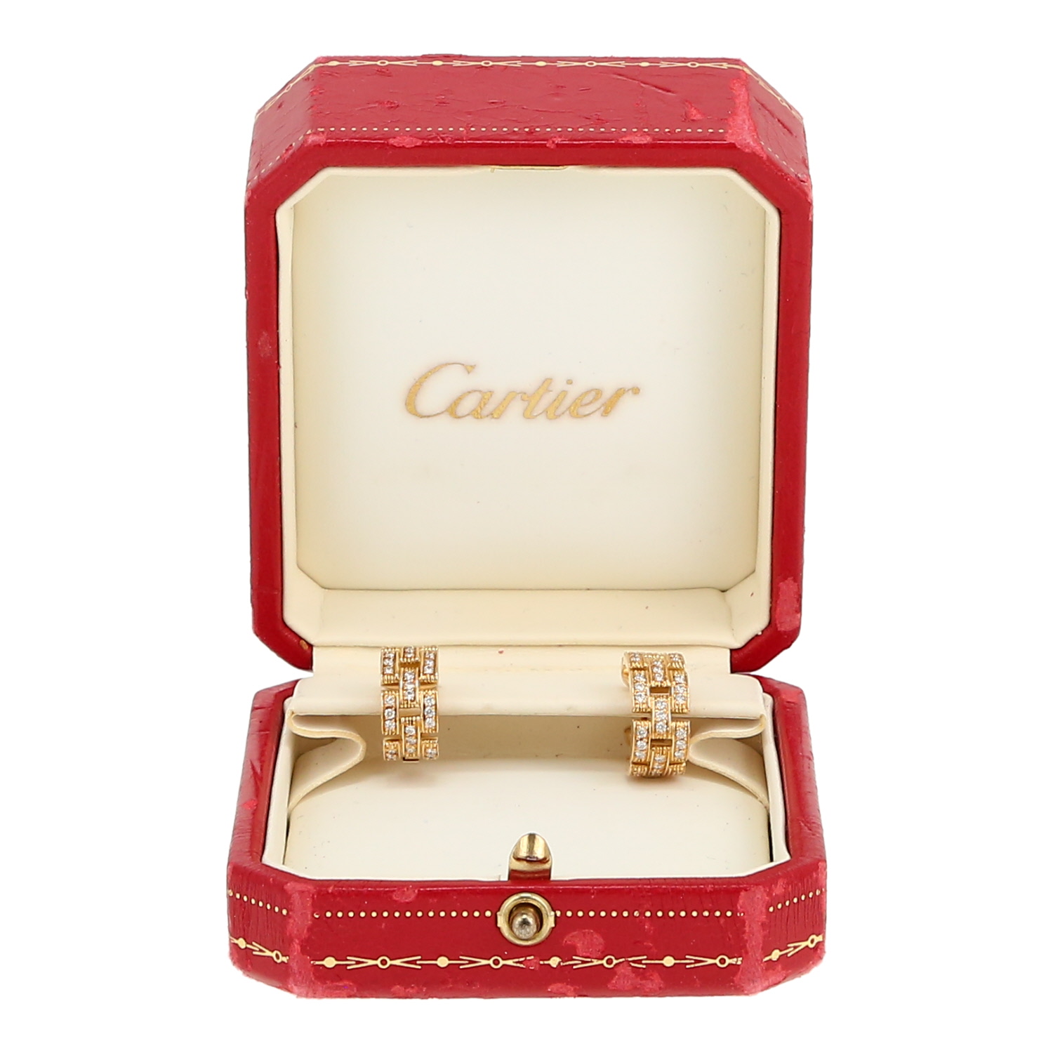 Pendientes Cartier Maillon Panthère de oro amarillo y diamantes - Detail D2