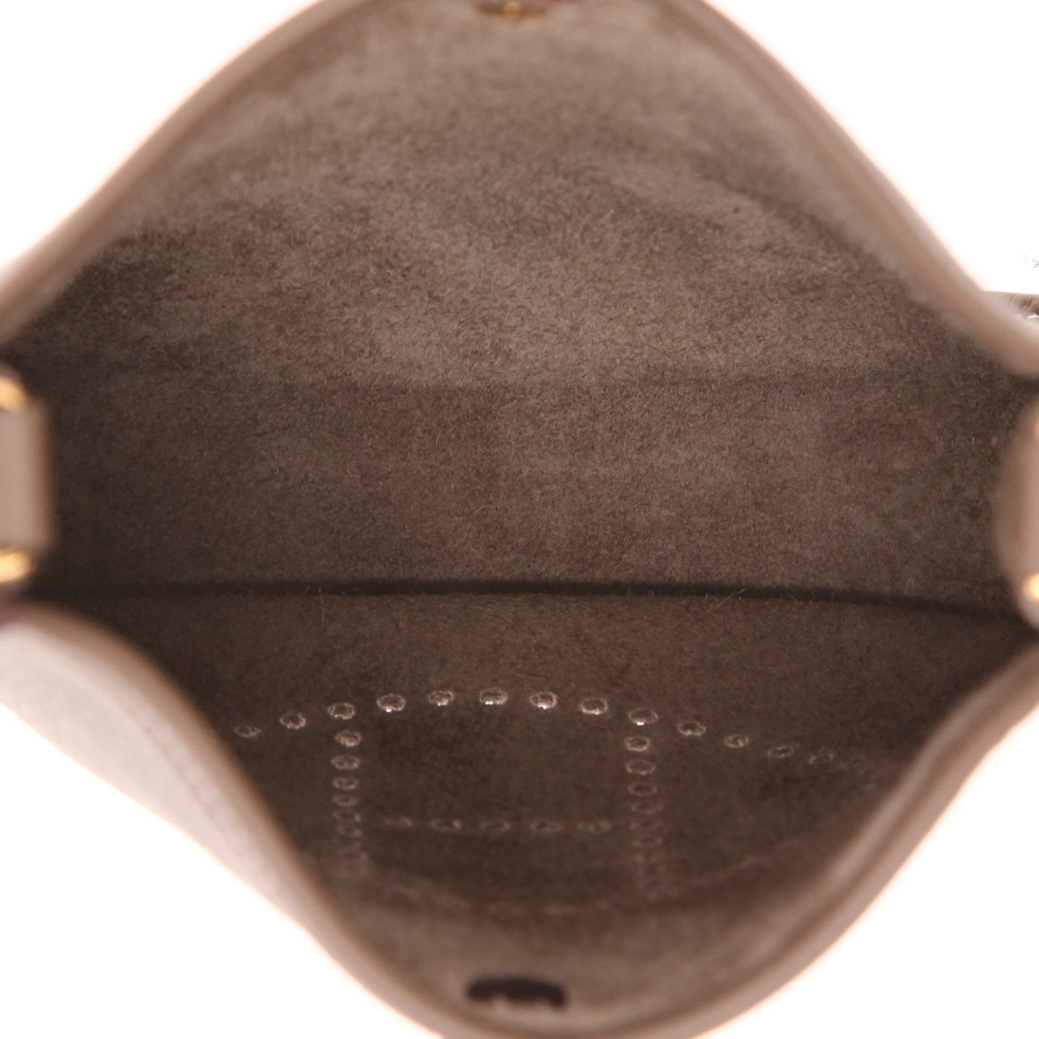 Sac bandoulière Hermès  Mini Evelyne en cuir taurillon clémence étoupe - Detail D3