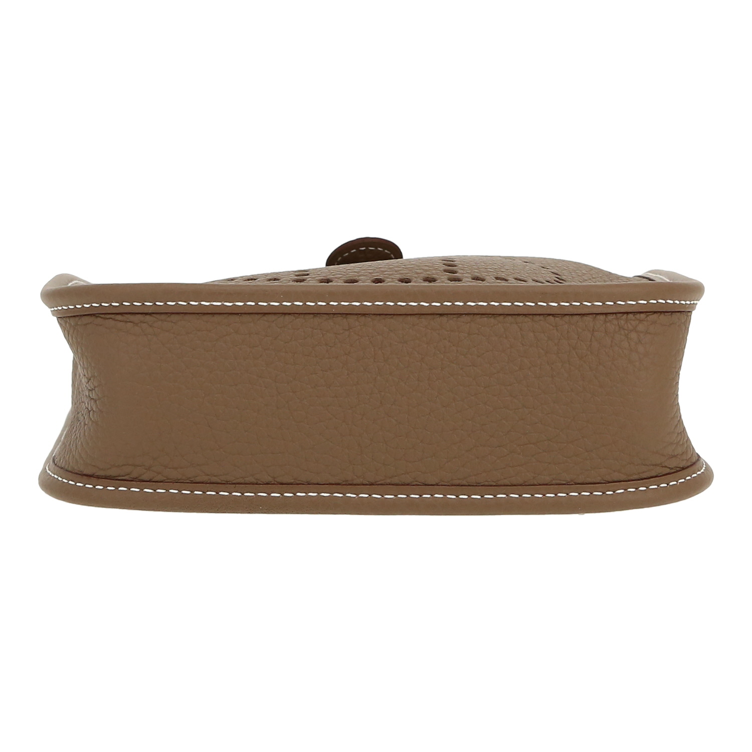 Bolso bandolera Hermès  Mini Evelyne en cuero taurillon clémence marrón etoupe - Detail D1