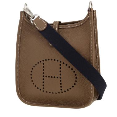 Bolso bandolera Hermès  Mini Evelyne en cuero taurillon clémence marrón etoupe