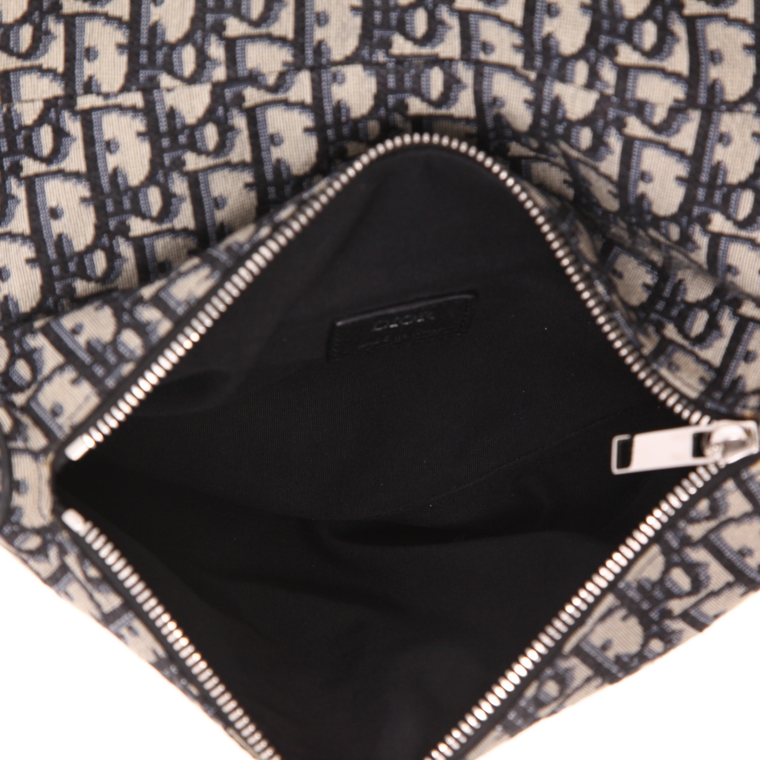 Borsa a tracolla Dior  Saddle in tessuto a monogramma Oblique grigio - Detail D3