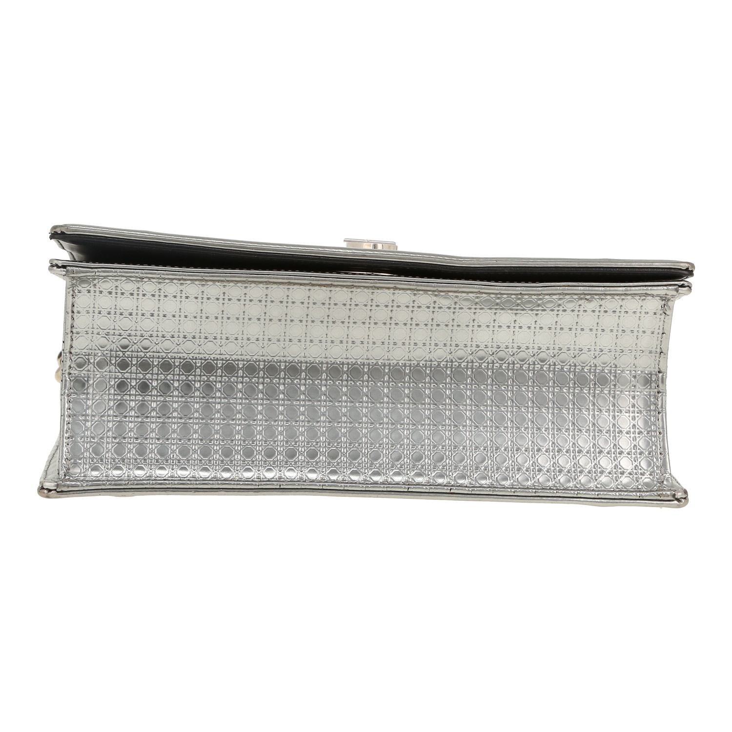 Sac bandoulière Dior  Diorama en cuir argenté - Detail D1