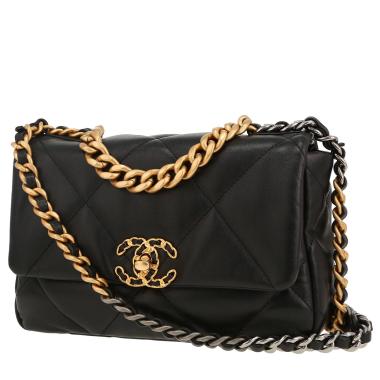 Chanel  19 shoulder bag  in black quilted leather