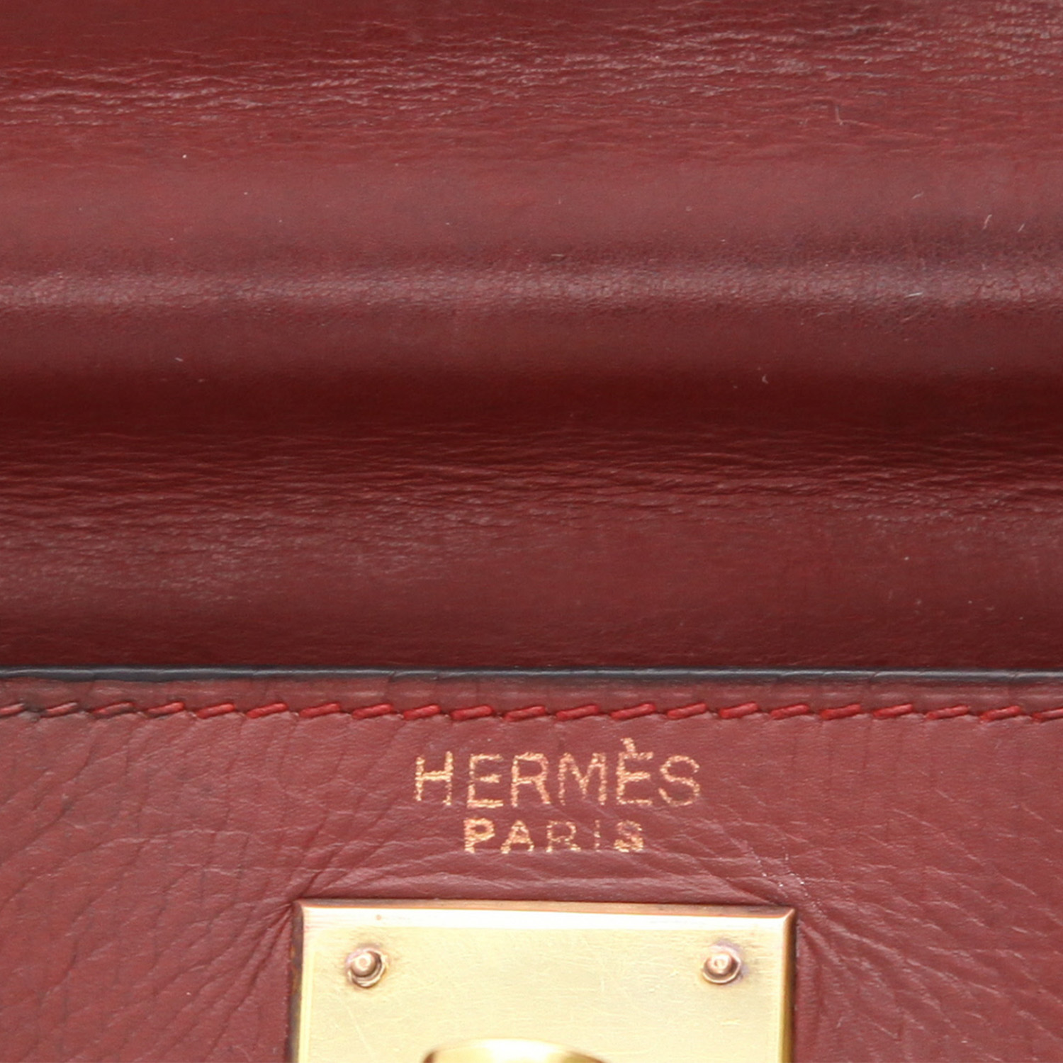 Sac à main Hermès  Kelly 28 cm en cuir box bordeaux - Detail D2