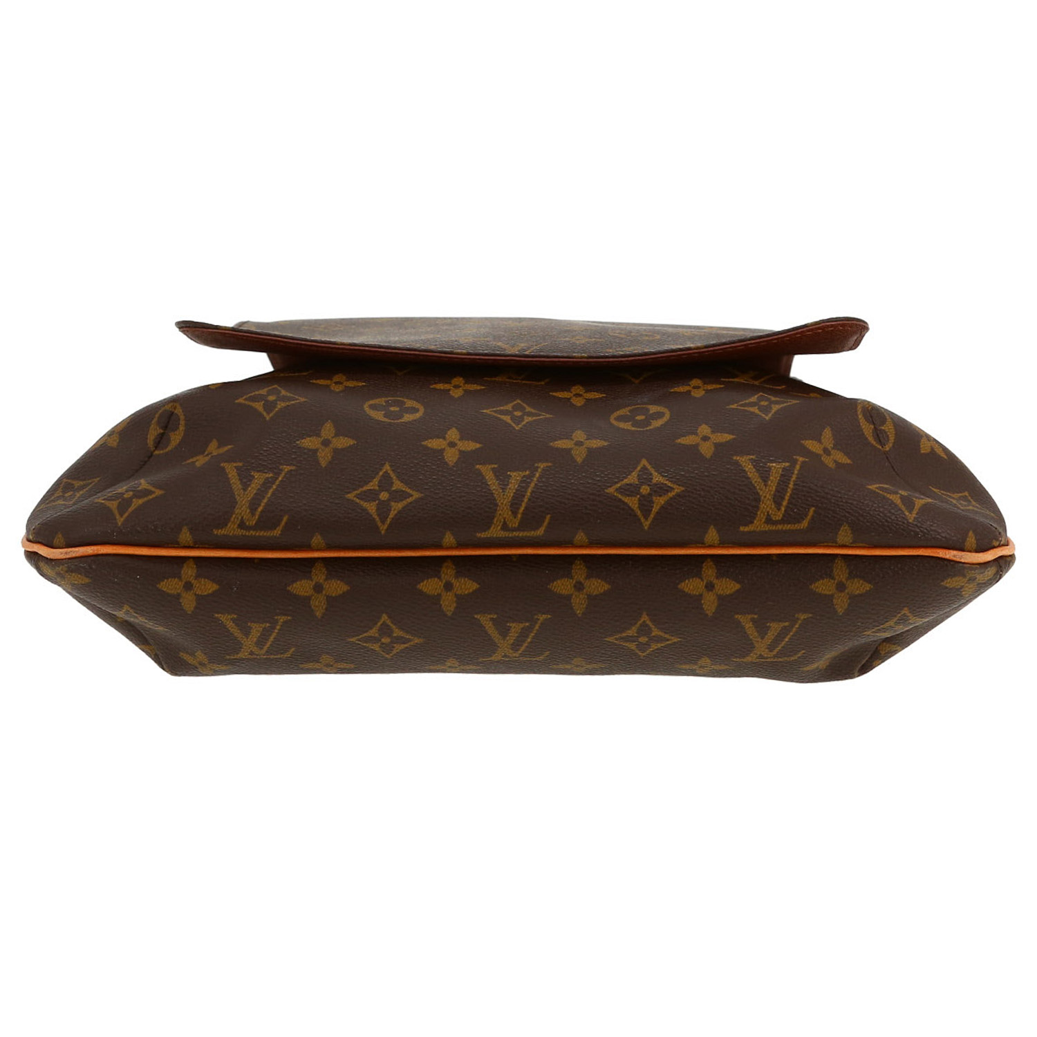 Sac bandoulière Louis Vuitton  Musette en toile monogram marron et cuir naturel - Detail D1