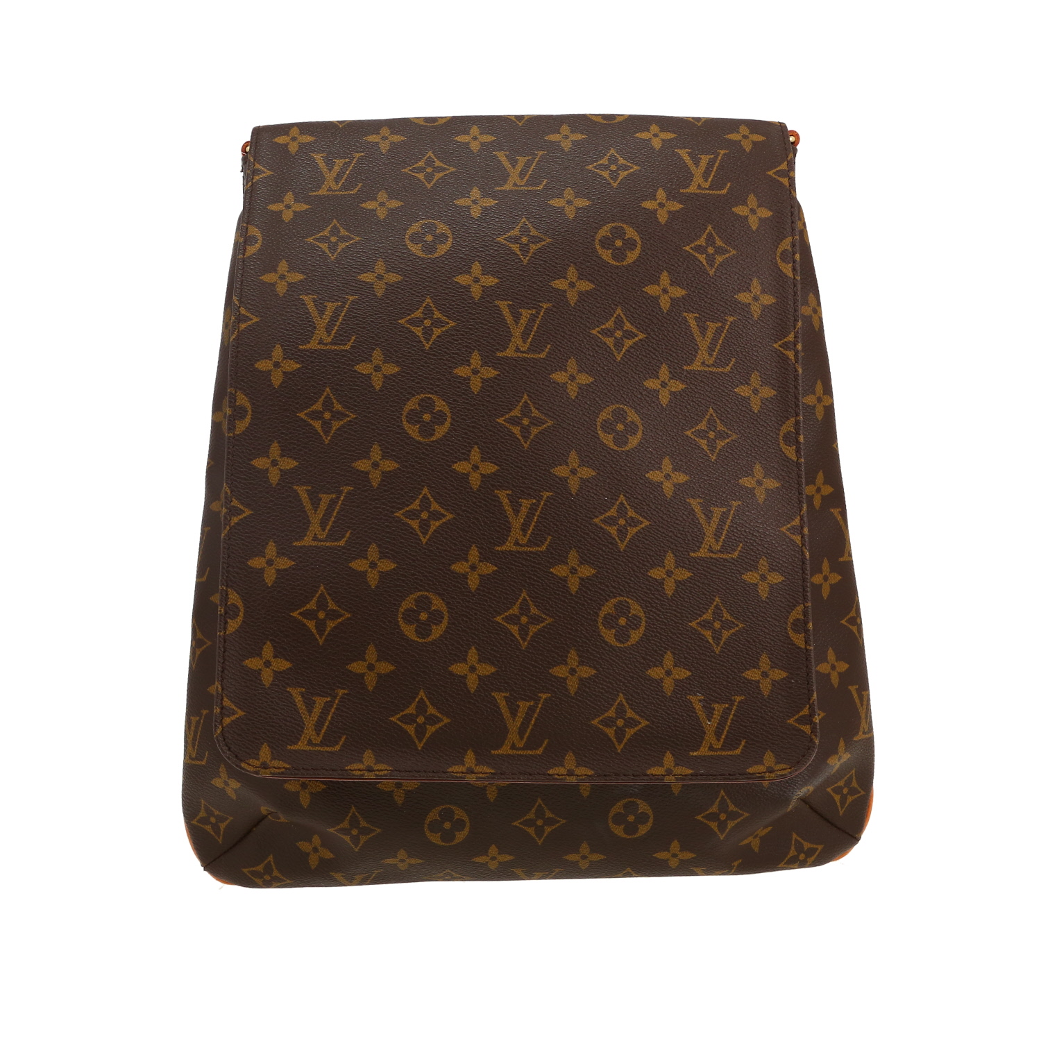 Sac bandoulière Louis Vuitton  Musette en toile monogram marron et cuir naturel - Detail D4