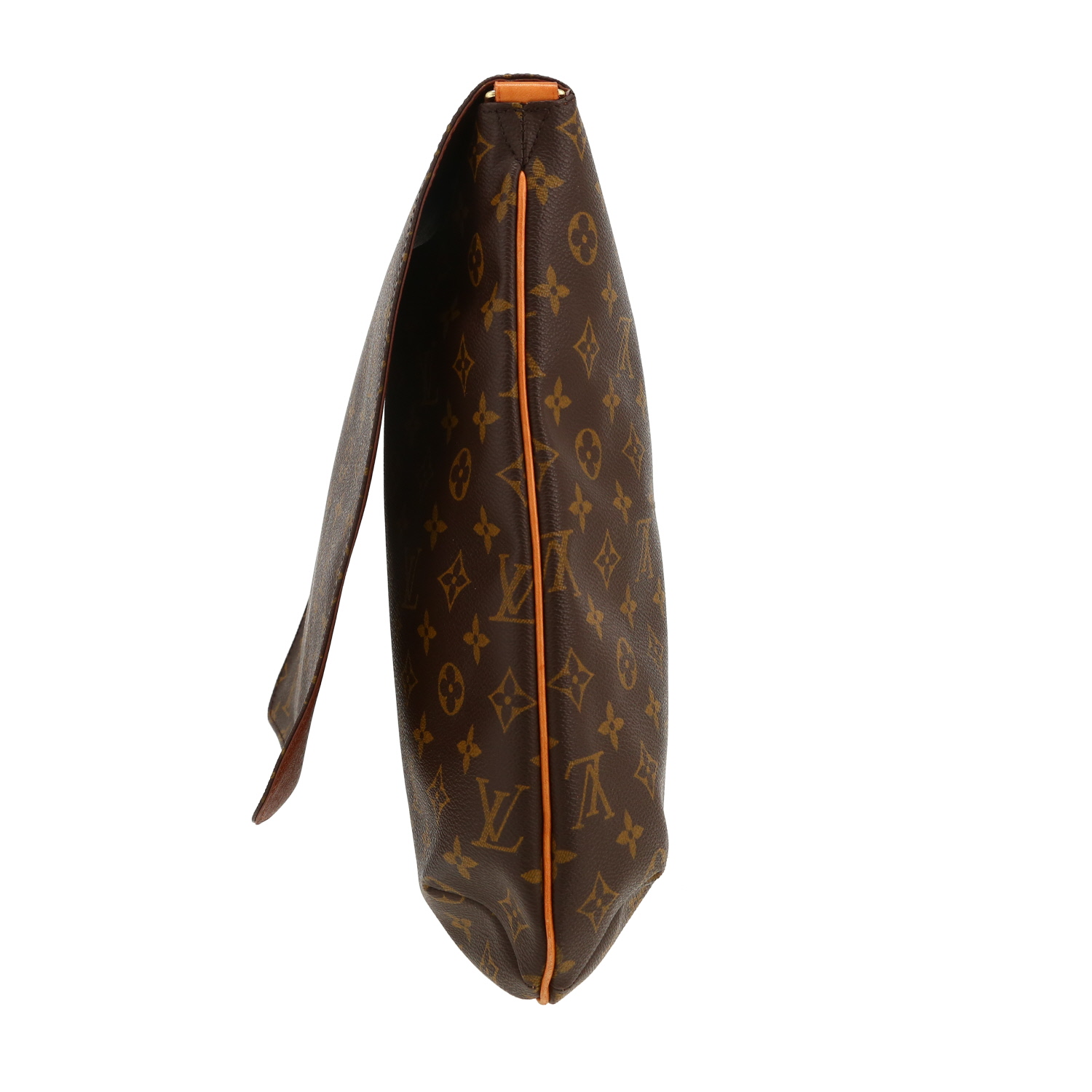 Sac bandoulière Louis Vuitton  Musette en toile monogram marron et cuir naturel - Detail D7