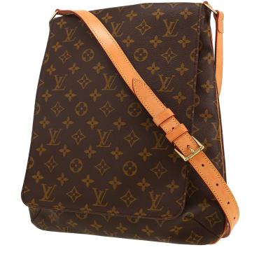 Sac bandoulière Louis Vuitton  Musette en toile monogram marron et cuir naturel