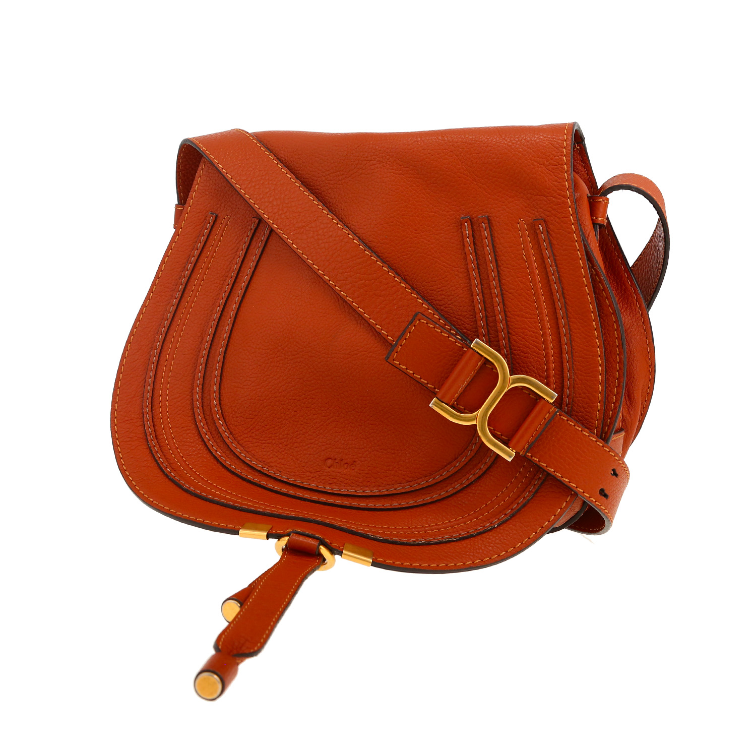 Sac bandoulière Chloé  Marcie en cuir grainé marron