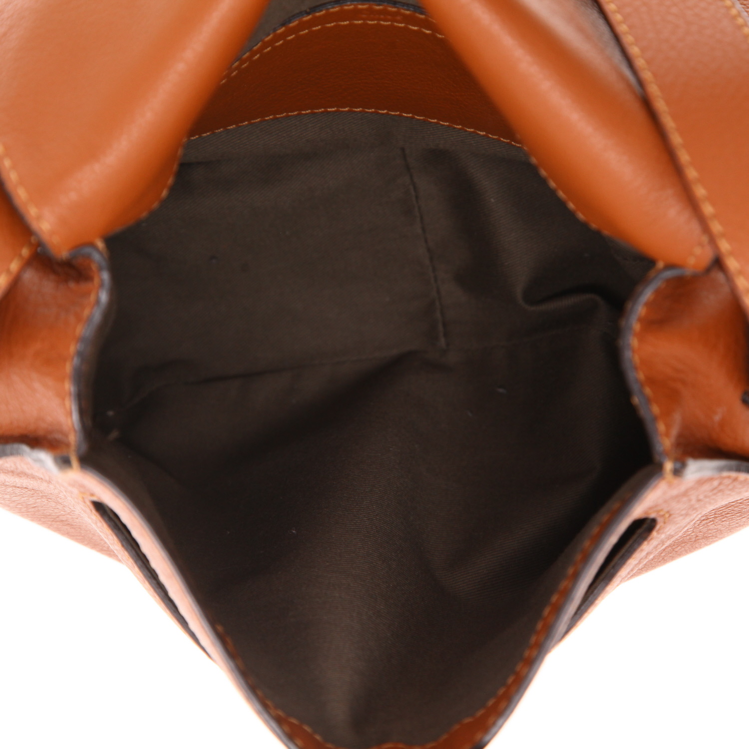 Sac bandoulière Chloé  Marcie en cuir grainé marron - Detail D3