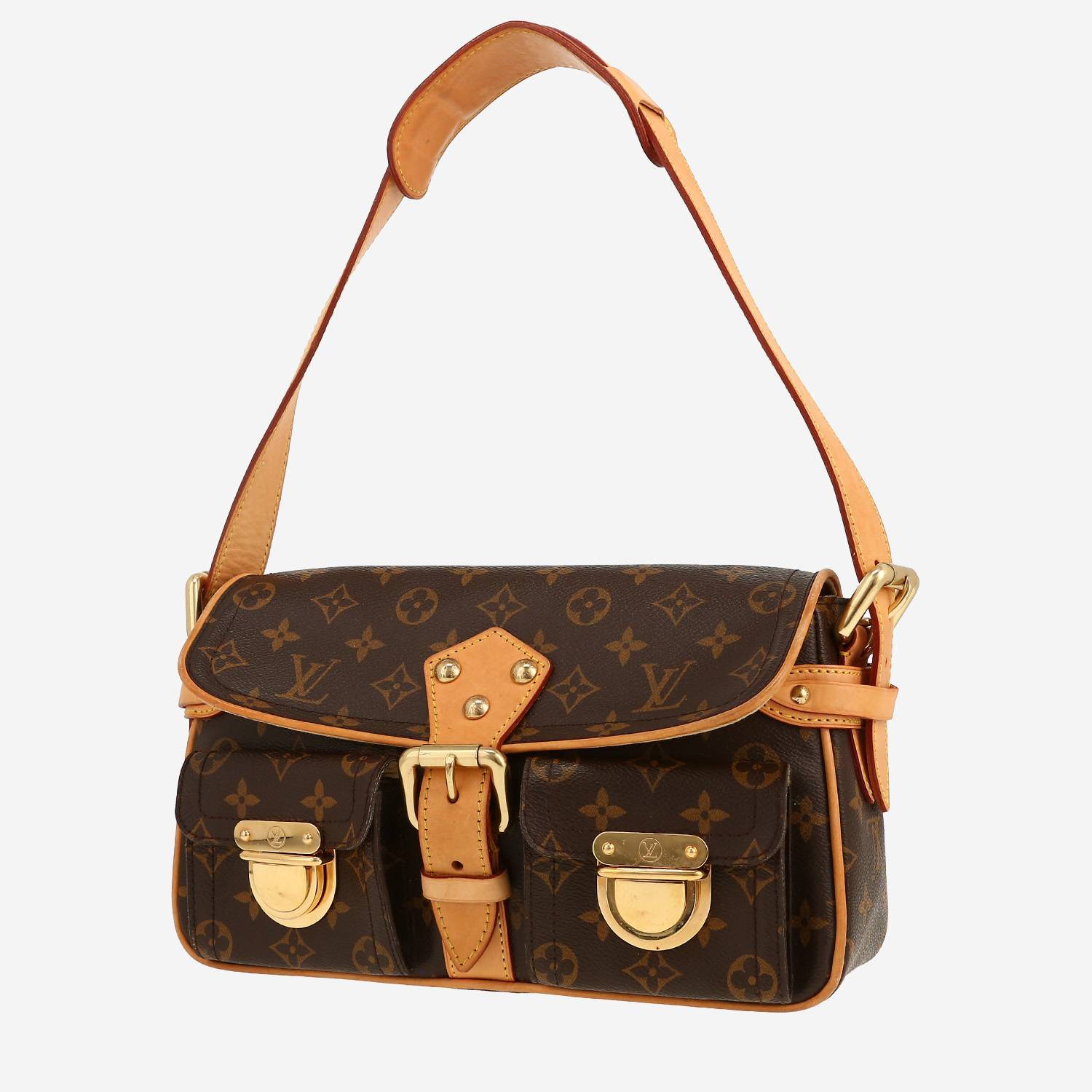 Bolso de mano Louis Vuitton  Hudson en lona Monogram marrón y cuero natural
