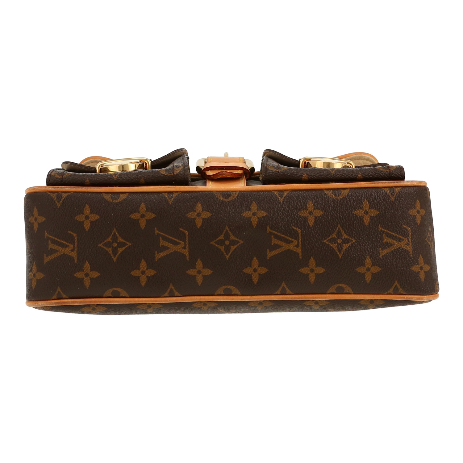 Sac à main Louis Vuitton  Hudson en toile monogram marron et cuir naturel - Detail D1