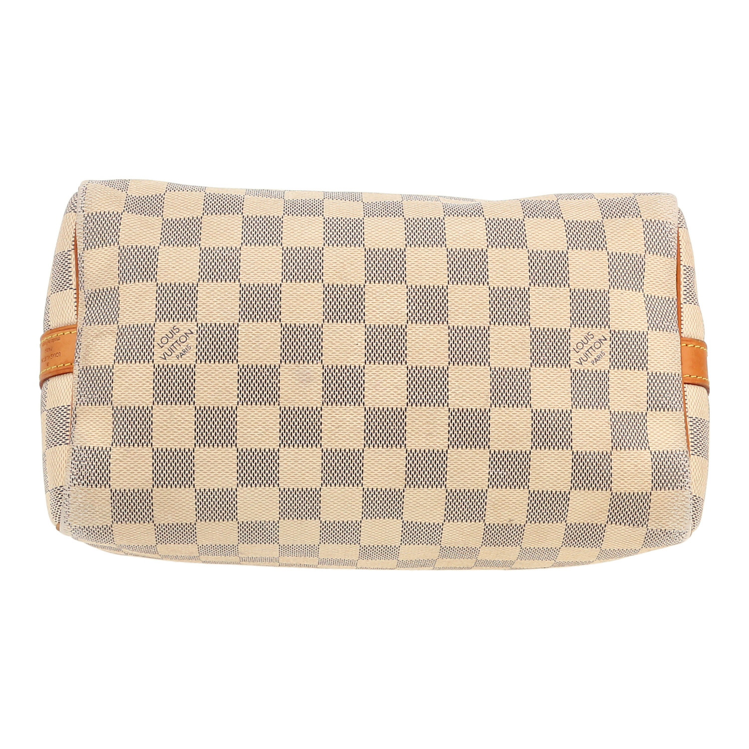 Sac à main Louis Vuitton  Speedy 25 en toile damier azur et cuir naturel - Detail D1