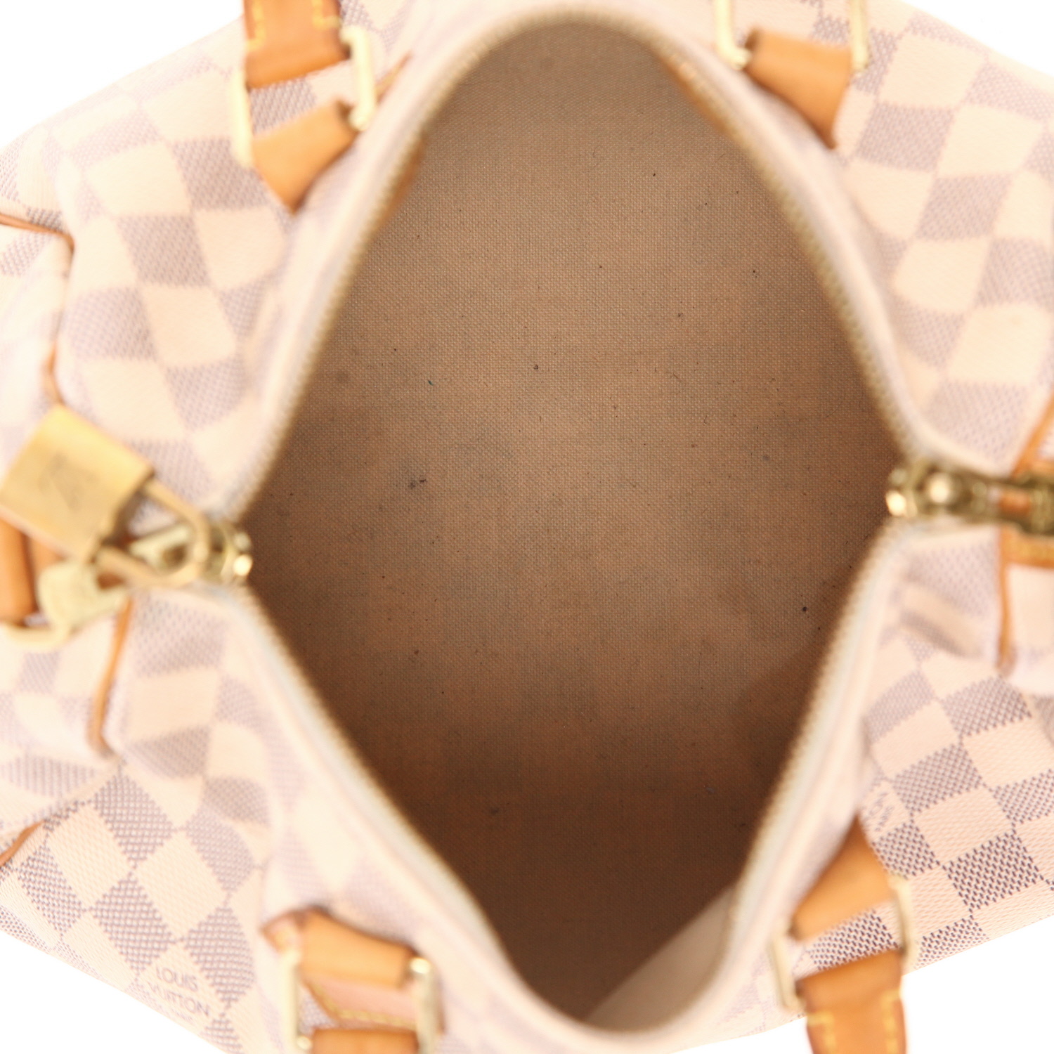 Borsa Louis Vuitton  Speedy 25 in tela a scacchi azzurro e pelle naturale - Detail D3