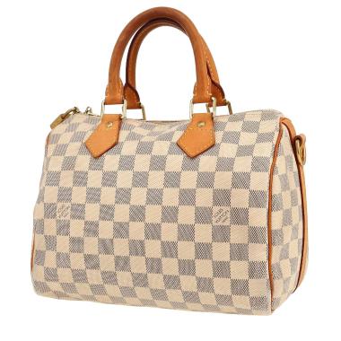 Borsa Louis Vuitton  Speedy 25 in tela a scacchi azzurro e pelle naturale