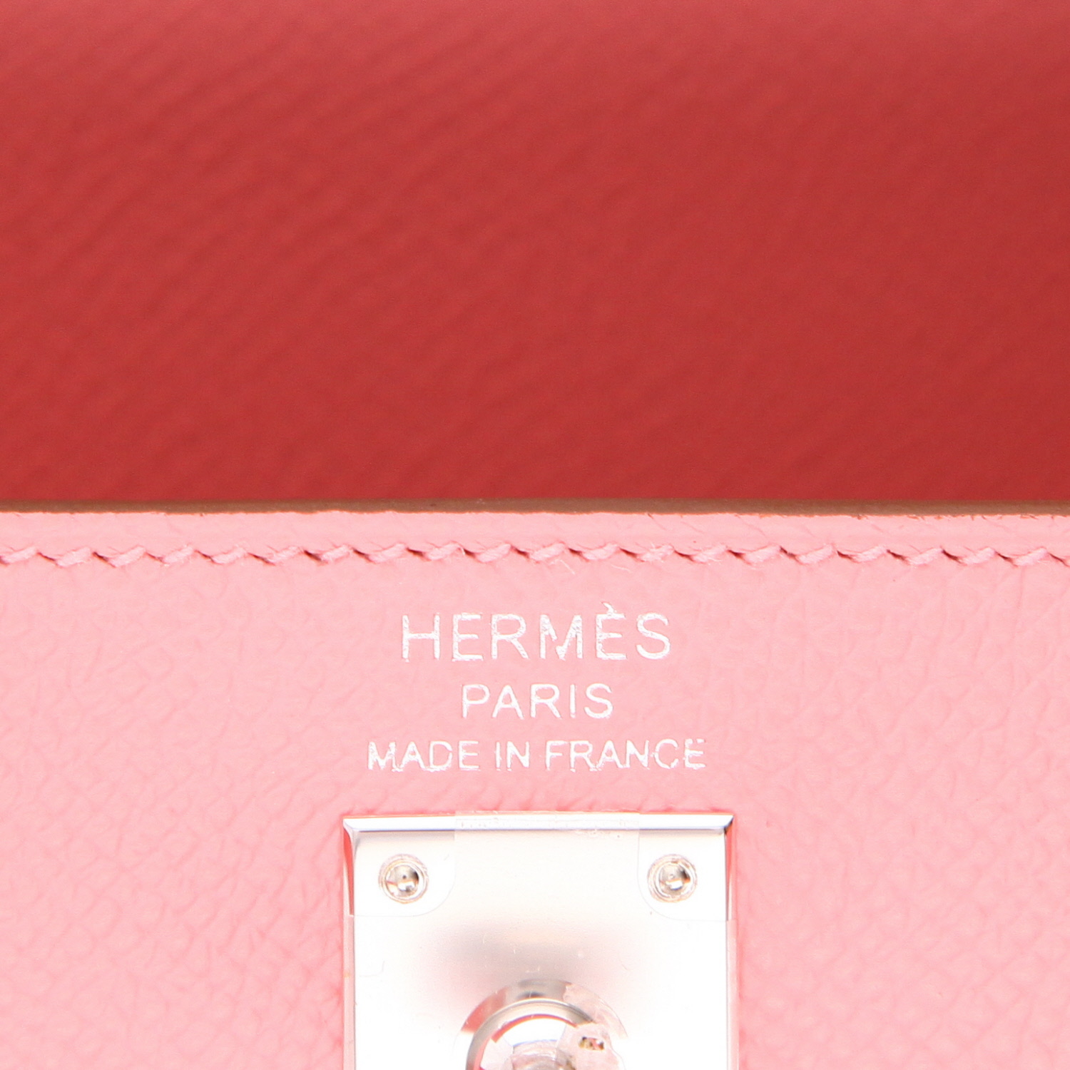 Sac à main Hermès  Kelly 25 cm en cuir epsom Rose Confetti - Detail D2