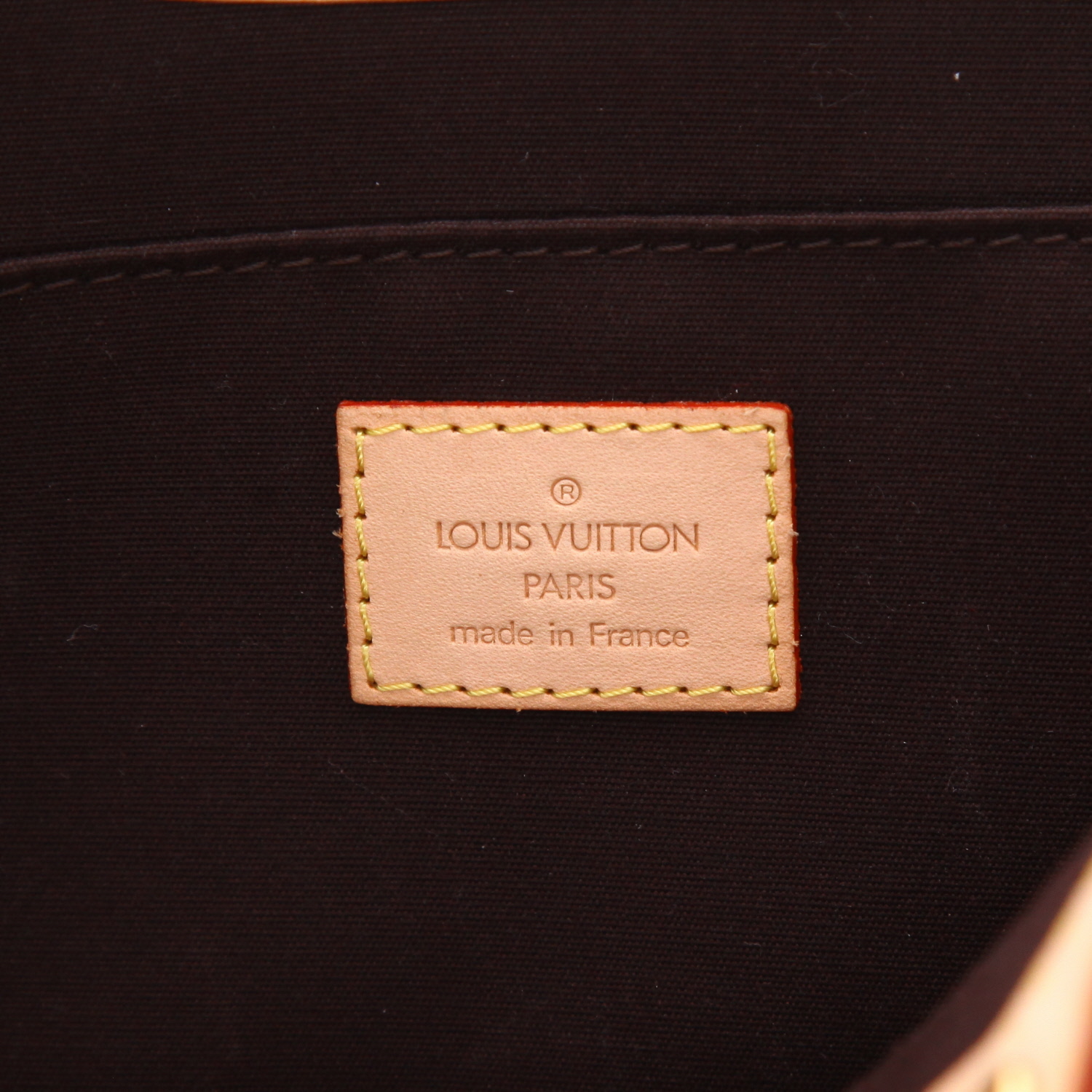 Bolso de mano Louis Vuitton  Roxbury en charol Monogram color berenjena y cuero natural - Detail D2