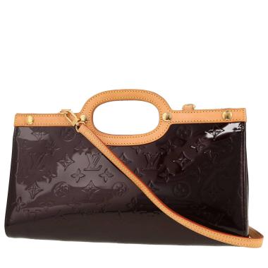 Borsa Louis Vuitton  Roxbury in pelle verniciata monogram plum e pelle naturale