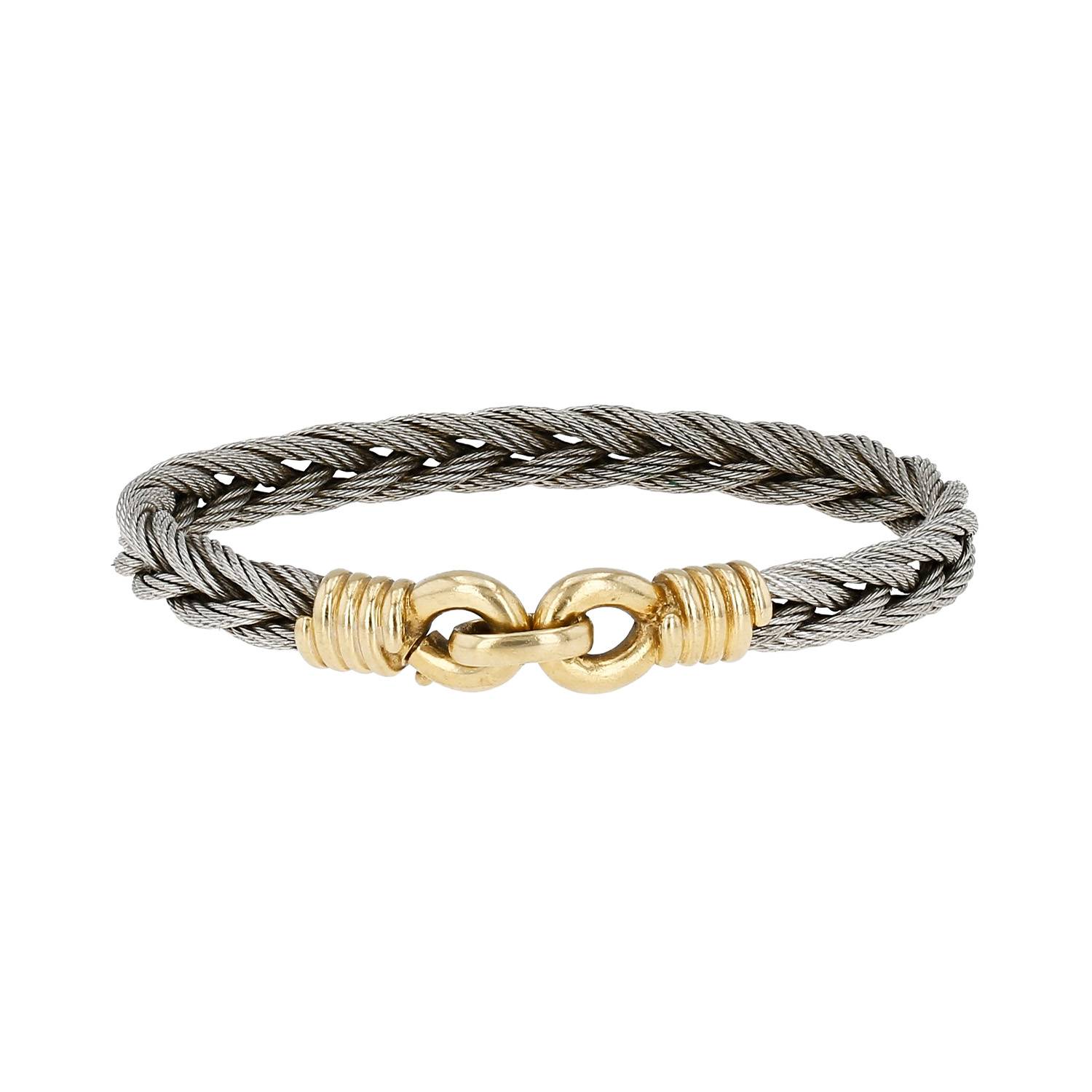 Brazalete Fred Force 10 de oro amarillo y acero