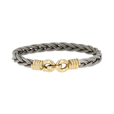 Brazalete Fred Force 10 de oro amarillo y acero
