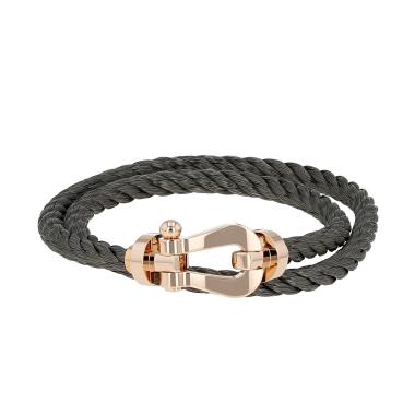 Bracciale Fred Force 10 modello grande in oro rosa e acciaio