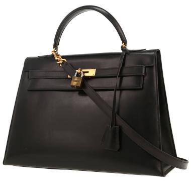 Bolso de mano Hermès  Kelly 32 cm en cuero box negro