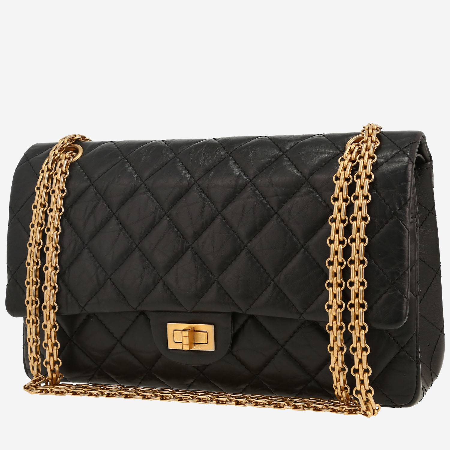 Chanel  2.55 shoulder bag  in black quilted leather