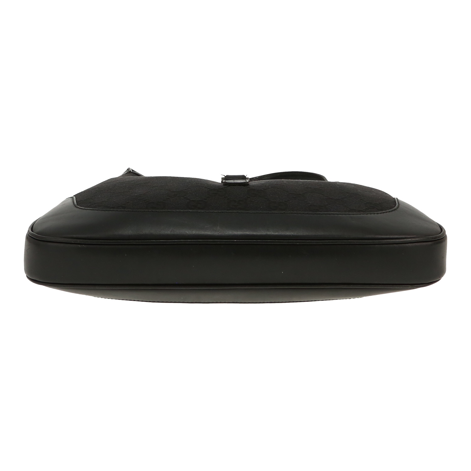 Gucci  Jackie vintage handbag  in black leather  and black "sûpreme GG" canvas - Detail D1