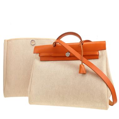 Borsa Hermès  Herbag in tela beige e mucca Hunter