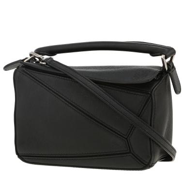 Loewe  Puzzle  mini  shoulder bag  in black grained leather