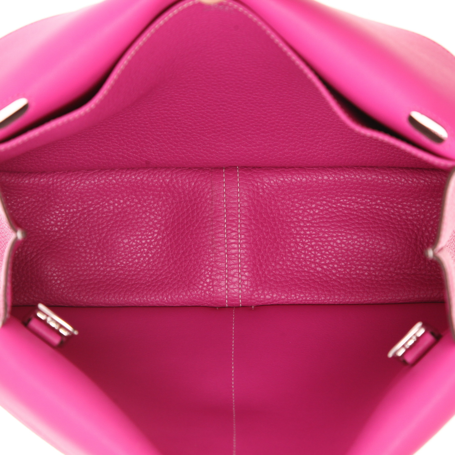 Sac bandoulière Hermès  Halzan en cuir taurillon clémence rose Magnolia - Detail D3