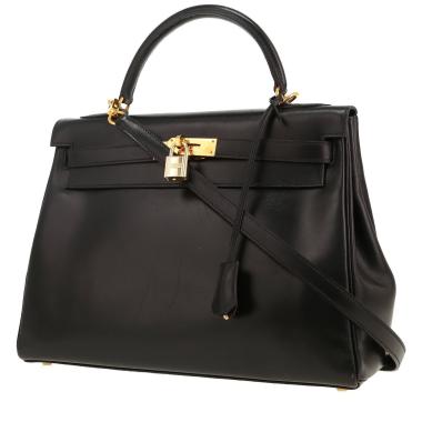 Hermès Kelly 32 cm handbag in Noir box leather