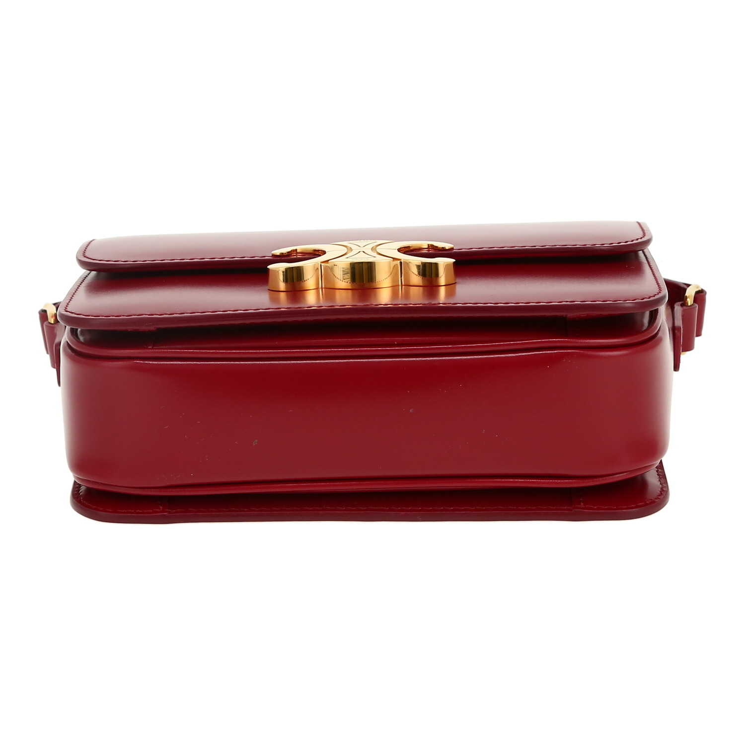 Bolso bandolera Celine  Triomphe Teen en cuero color burdeos - Detail D1