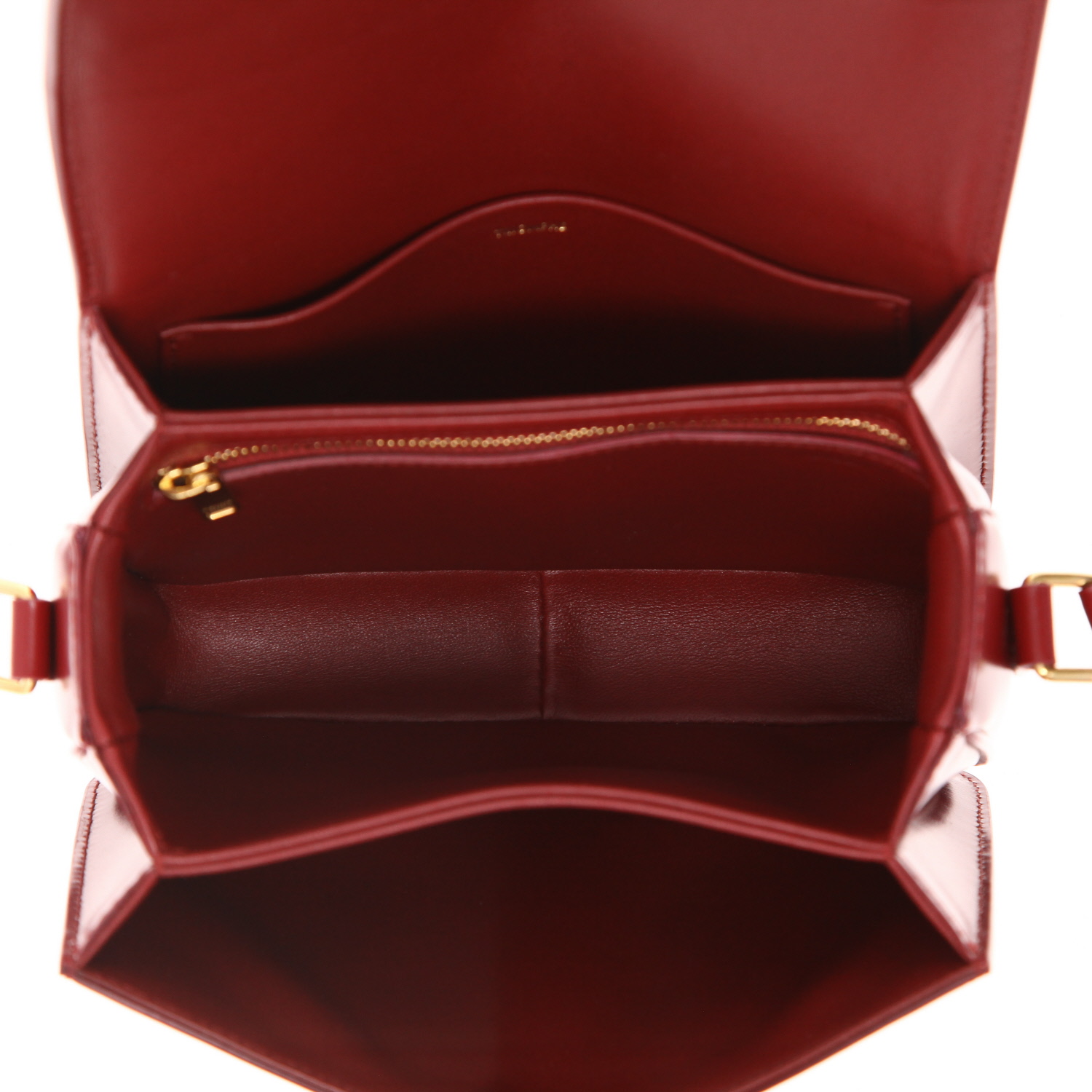 Celine  Triomphe Teen shoulder bag  in burgundy leather - Detail D3