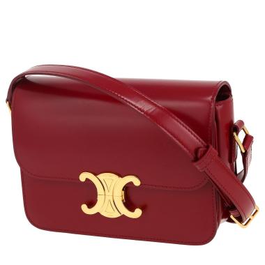 Bolso bandolera Celine  Triomphe Teen en cuero color burdeos