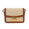 Celine  Triomphe Teen shoulder bag  in beige canvas  and brown leather - 360 thumbnail