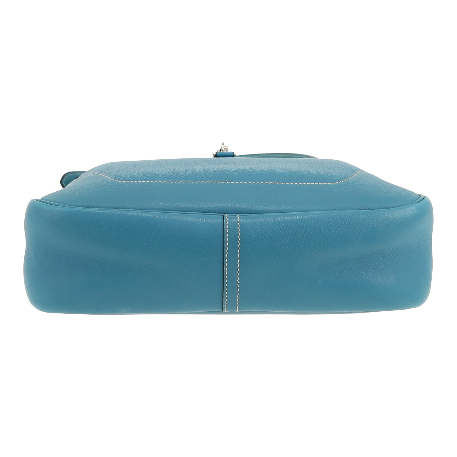 Bolso para llevar al hombro o en la mano Hermès  Trim en cuero togo azul - Detail D1