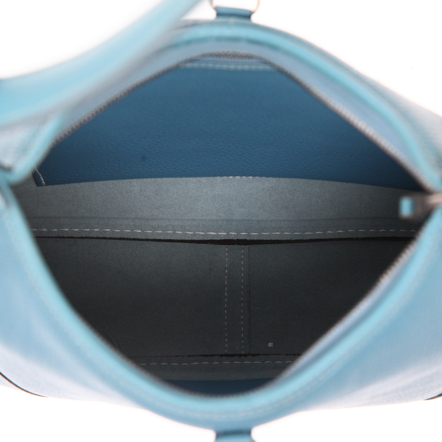 Borsa da spalla o a mano Hermès  Trim in pelle togo blu - Detail D3