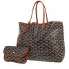 Shopping bag Goyard  Saint-Louis in tela Goyardine nera e pelle marrone - 00pp thumbnail