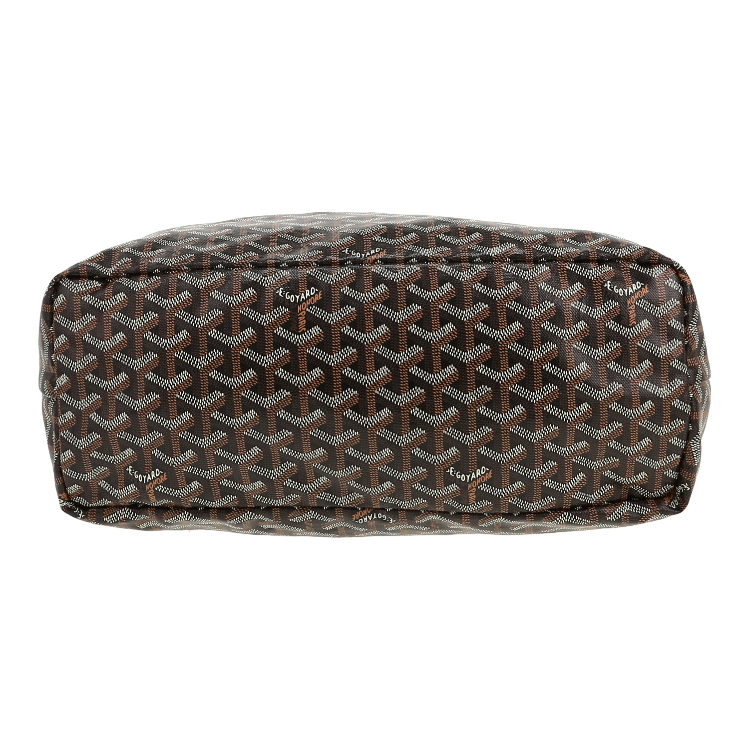 Sac cabas Goyard  Saint-Louis en toile Goyardine noire et cuir marron - Detail D1