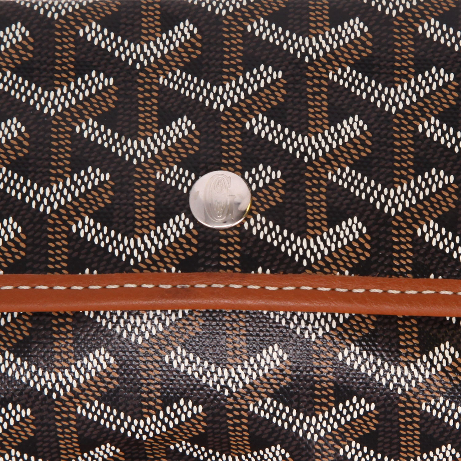 Sac cabas Goyard  Saint-Louis en toile Goyardine noire et cuir marron - Detail D2