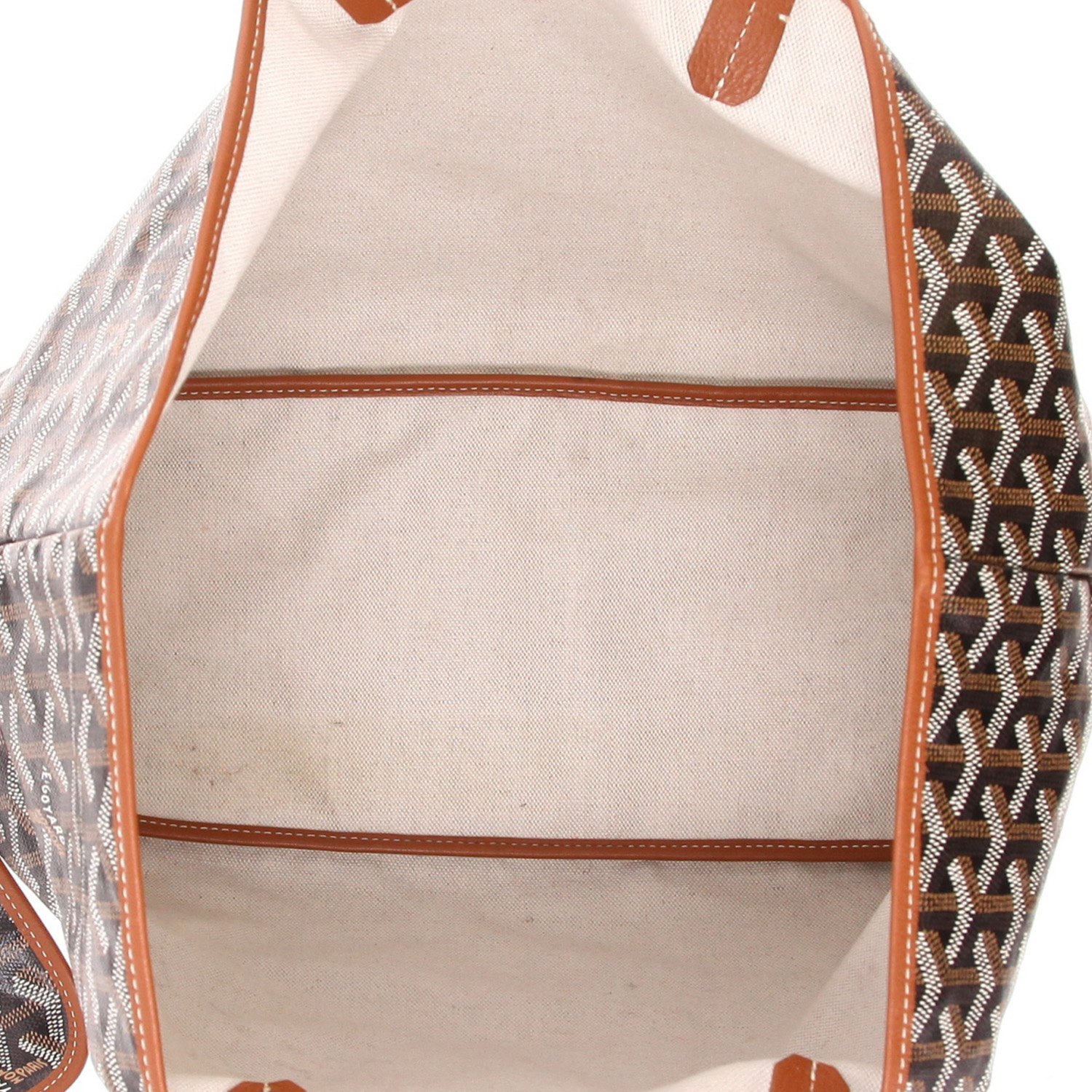 Goyard  Saint-Louis shopping bag  in black Goyard canvas  and brown leather - Detail D3