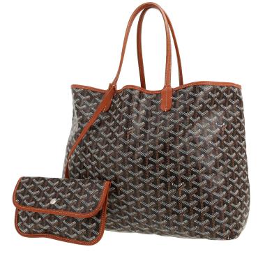 Shopping bag Goyard  Saint-Louis in tela Goyardine nera e pelle marrone