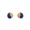 Vintage   1980's earrings for non pierced ears in yellow gold and lapis-lazuli - 360 thumbnail