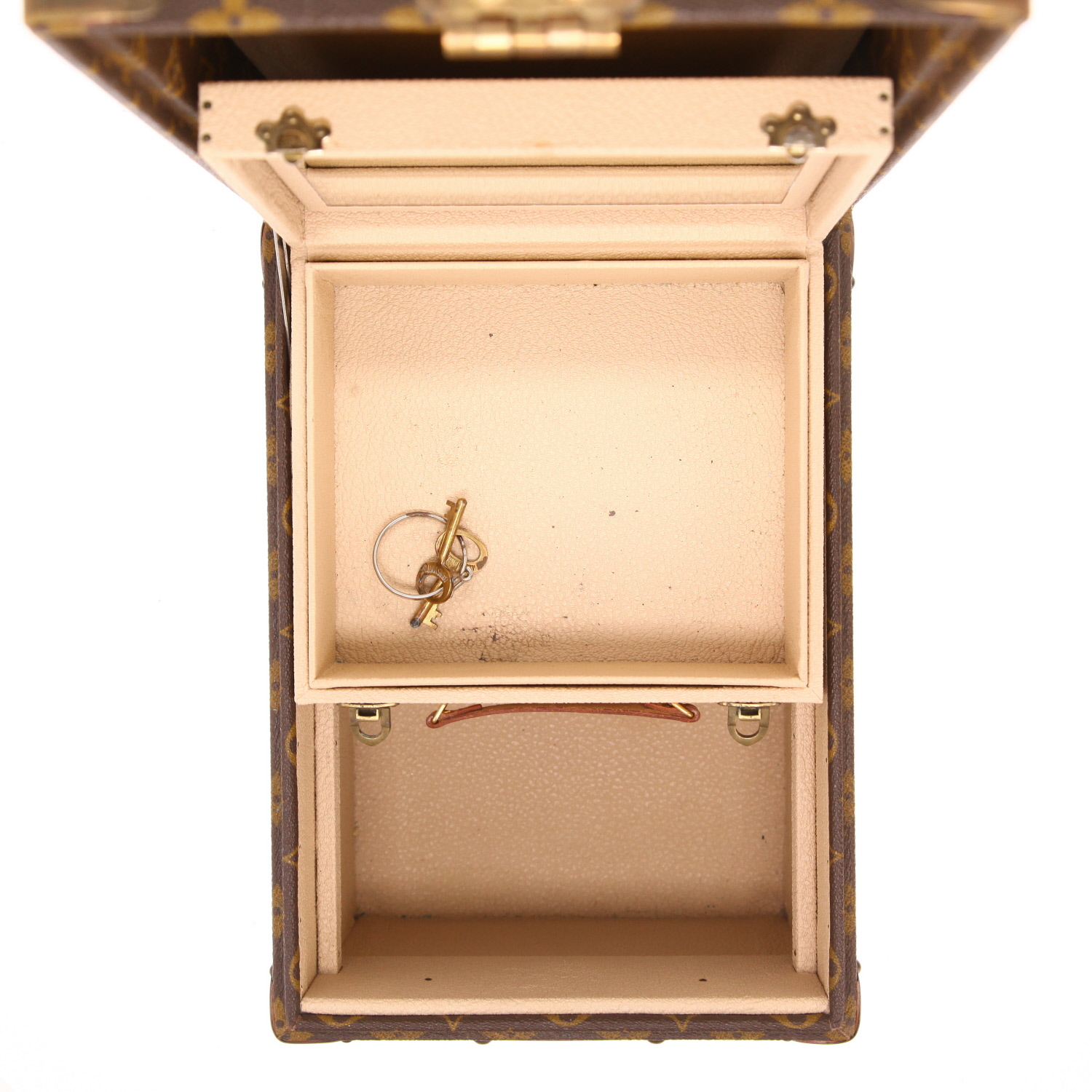 Louis Vuitton  Boîte à flacons vanity case  in brown monogram canvas  and brown leather - Detail D4