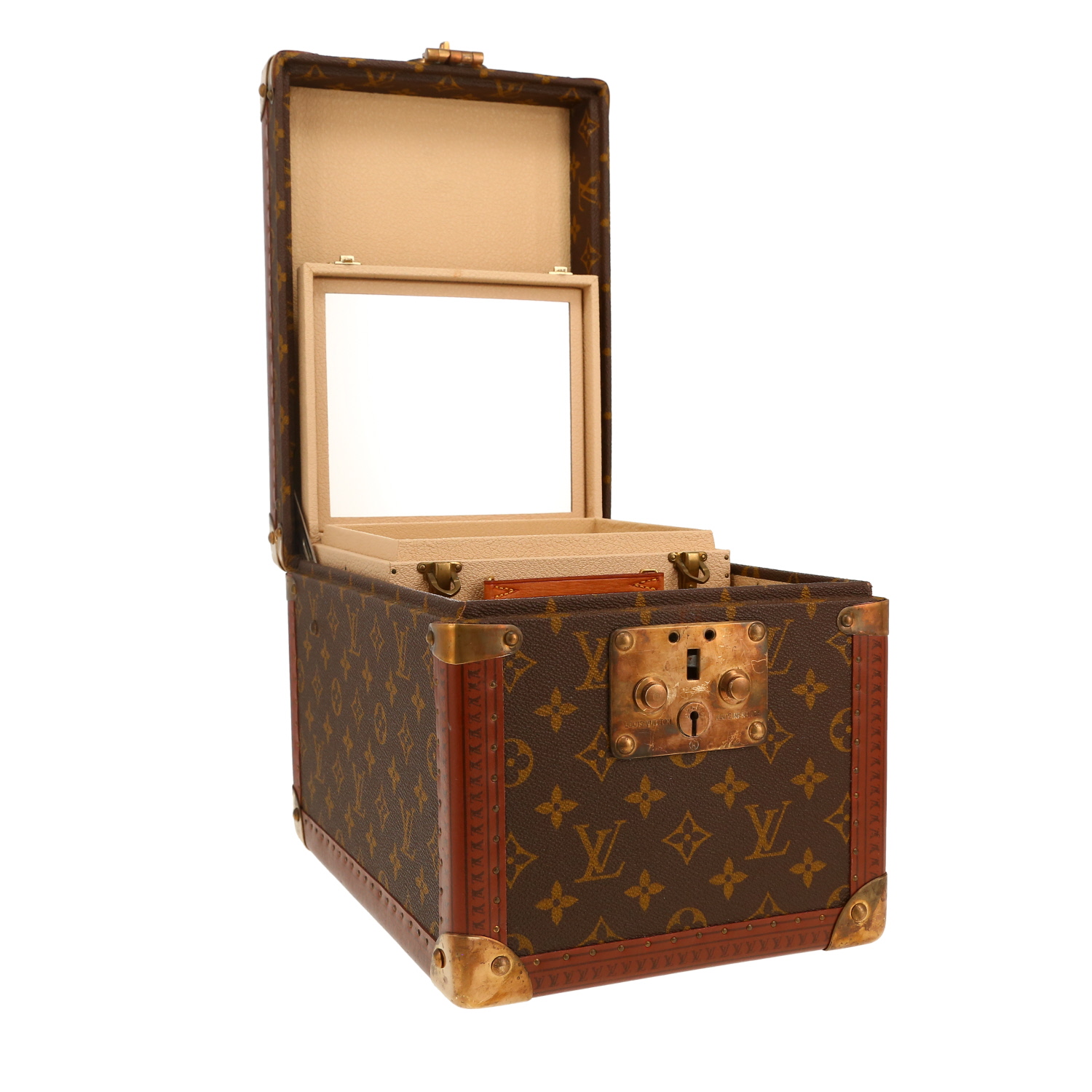 Vanity Louis Vuitton  Boîte à flacons en lona Monogram marrón y cuero marrón - Detail D7